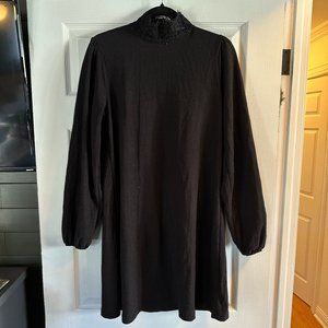 ZARA Black dress with crocheted neck